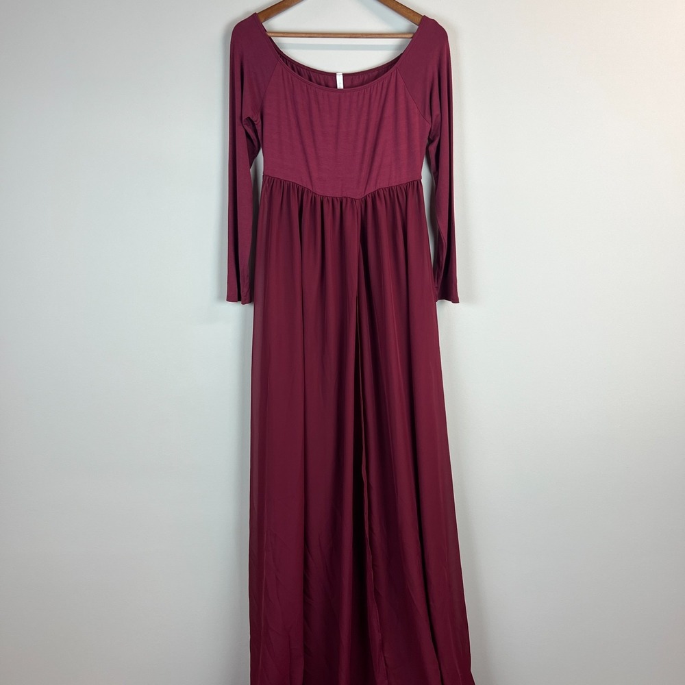 PinkBlush Maxi Dress Womens XL Maroon Off Shoulder Sheer A-Line Unlined Flowy